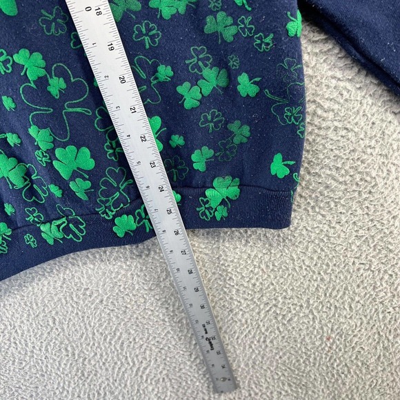 Vintage Irish Sweatshirt Men's Large Blue Green Crewneck Shamrock All Over Puff - Picture 6 of 15